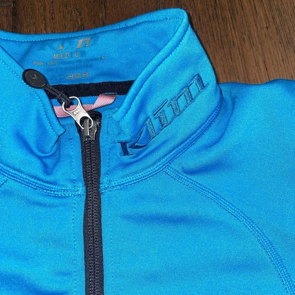 KLIM Soft‎ Shell Jacket Womens Medium Teal Full Zip Mid-layer Fleece Lined